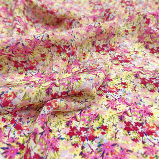 Japanese Fashion Designer Floral Pink Non-Stretch Cotton Crepe DS06619