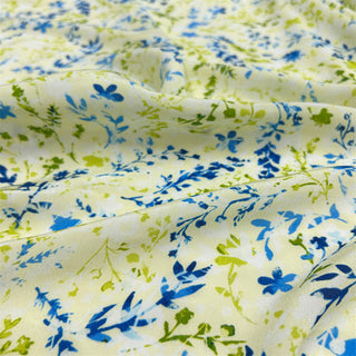 Japanese Fashion Designer Floral Green Non-Stretch Cotton Crepe DS06620