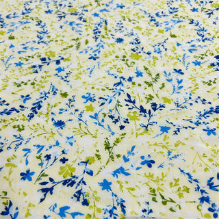 Japanese Fashion Designer Floral Green Non-Stretch Cotton Crepe DS06620