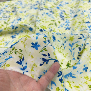 Japanese Fashion Designer Floral Green Non-Stretch Cotton Crepe DS06620