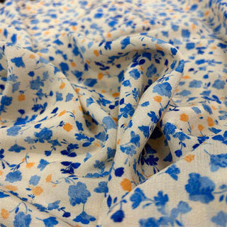 Japanese Fashion Designer Floral Off-White Non-Stretch Cotton Crepe DS06621