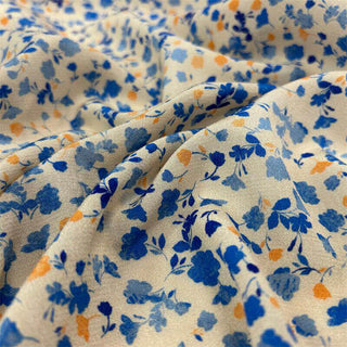 Japanese Fashion Designer Floral Off-White Non-Stretch Cotton Crepe DS06621