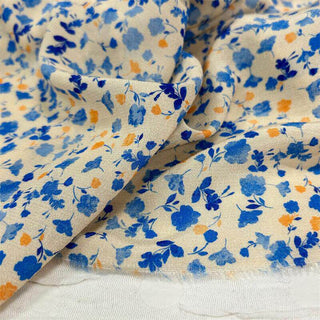 Japanese Fashion Designer Floral Off-White Non-Stretch Cotton Crepe DS06621