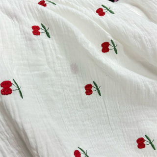 Korean Fashion Designer Fruits and Vegetables White Non-Stretch Cotton Double Gauze DS06622