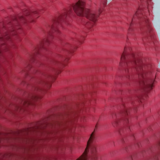 Japanese Fashion Designer Solid Red Non-Stretch Sand Washed Linen Cotton Blended Seersucker DS06623