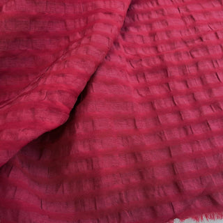 Japanese Fashion Designer Solid Red Non-Stretch Sand Washed Linen Cotton Blended Seersucker DS06623