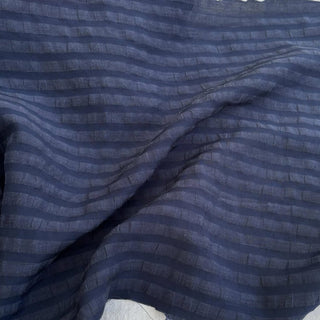 Japanese Fashion Designer Solid Blue Non-Stretch Sand Washed Linen Cotton Blended Seersucker DS06624