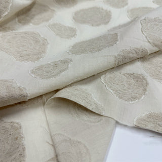 Japanese Fashion Designer Floral Off-White Non-Stretch Cutwork Embroidery Linen Cotton Blended Plain Woven DS06625