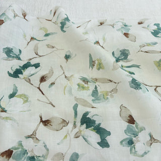 Japanese Fashion Designer Floral Multi Color Non-Stretch Ramie Plain Woven DS06626