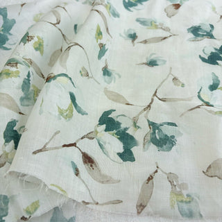 Japanese Fashion Designer Floral Multi Color Non-Stretch Ramie Plain Woven DS06626