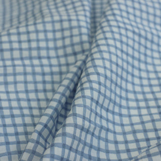 Japanese Fashion Designer Gingham Blue Non-Stretch Salt Shrinking / Puckered Cotton Plain Woven DS06630