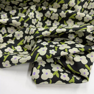 Japanese Fashion Designer Floral Black Non-Stretch Cotton Broadcloth Poplin DS06634