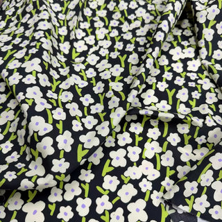 Japanese Fashion Designer Floral Black Non-Stretch Cotton Broadcloth Poplin DS06634
