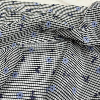 Japanese Fashion Designer Gingham Black Non-Stretch Cutwork Embroidery Cotton Tencel™ / Lyocell Blended Plain Woven DS06635
