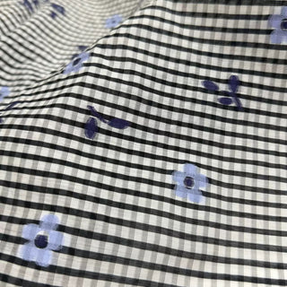 Japanese Fashion Designer Gingham Black Non-Stretch Cutwork Embroidery Cotton Tencel™ / Lyocell Blended Plain Woven DS06635