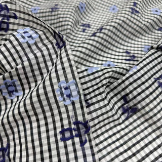 Japanese Fashion Designer Gingham Black Non-Stretch Cutwork Embroidery Cotton Tencel™ / Lyocell Blended Plain Woven DS06635