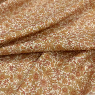 Japanese Fashion Designer Floral Orange Non-Stretch Sand Washed Cotton Plain Woven DS06636