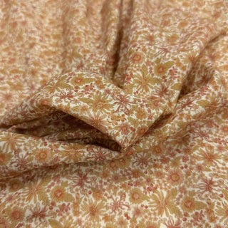 Japanese Fashion Designer Floral Orange Non-Stretch Sand Washed Cotton Plain Woven DS06636