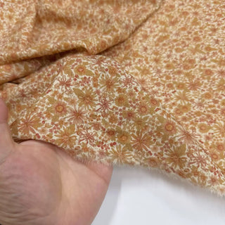 Japanese Fashion Designer Floral Orange Non-Stretch Sand Washed Cotton Plain Woven DS06636