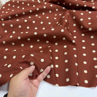 Japanese Fashion Designer Polka Dot Orange Non-Stretch Cotton Plain Woven DS06637