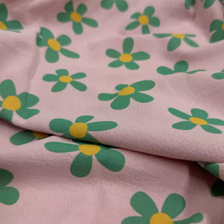 Japanese Fashion Designer Floral Pink Non-Stretch Sand Washed Cotton Linen Blended Crepe DS06638