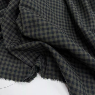 Japanese Fashion Designer Gingham Green Non-Stretch Cotton Double Gauze DS06639