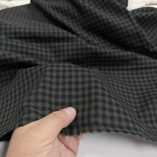 Japanese Fashion Designer Gingham Green Non-Stretch Cotton Double Gauze DS06639
