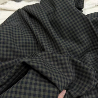 Japanese Fashion Designer Gingham Green Non-Stretch Cotton Double Gauze DS06639