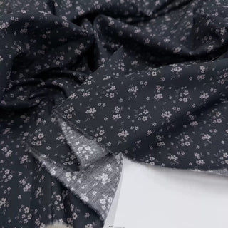 Japanese Fashion Designer Floral Blue Non-Stretch Cotton Plain Woven DS06641