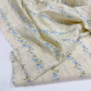 French Fashion Designer Floral Off-White Non-Stretch Sand Washed Cotton Linen Blended Dobby Jacquard DS06642
