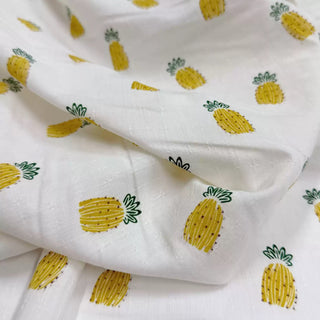 French Fashion Designer Fruits and Vegetables Off-White Non-Stretch Sand Washed Cotton Dobby Jacquard DS06643