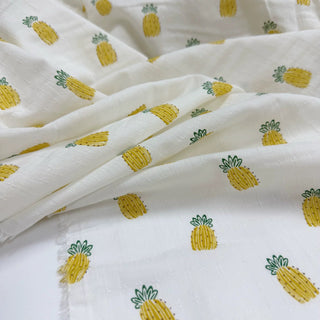 French Fashion Designer Fruits and Vegetables Off-White Non-Stretch Sand Washed Cotton Dobby Jacquard DS06643