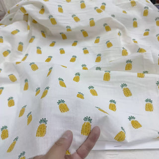 French Fashion Designer Fruits and Vegetables Off-White Non-Stretch Sand Washed Cotton Dobby Jacquard DS06643