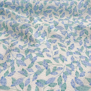 Japanese Fashion Designer Botanical Blue Non-Stretch Salt Shrinking / Puckered Cotton Seersucker DS06648