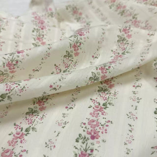 French Fashion Designer Floral Off-White Non-Stretch Cotton Dobby Jacquard DS06650