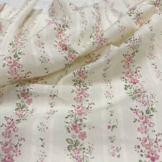 French Fashion Designer Floral Off-White Non-Stretch Cotton Dobby Jacquard DS06650