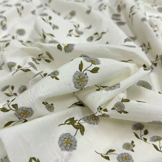 Korean Fashion Designer Floral Off-White Non-Stretch Cotton Seersucker DS06653