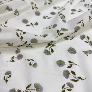 Korean Fashion Designer Floral Off-White Non-Stretch Cotton Seersucker DS06653
