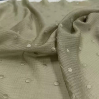 Japanese Fashion Designer Polka Dot Green Non-Stretch Tencel™ / Lyocell Cotton Blended Dobby Jacquard DS06658