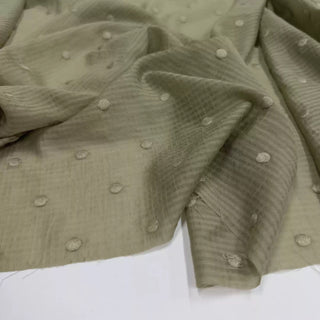 Japanese Fashion Designer Polka Dot Green Non-Stretch Tencel™ / Lyocell Cotton Blended Dobby Jacquard DS06658