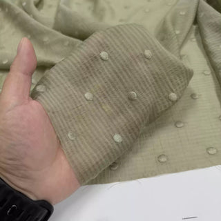 Japanese Fashion Designer Polka Dot Green Non-Stretch Tencel™ / Lyocell Cotton Blended Dobby Jacquard DS06658