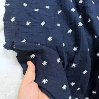 Korean Fashion Designer Floral Blue Non-Stretch Cotton Double Gauze DS06659