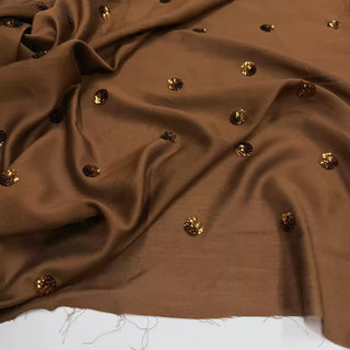 Italian Fashion Designer Polka Dot Brown Non-Stretch Sequin Tencel™ / Lyocell Cotton Blended Plain Woven DS06660