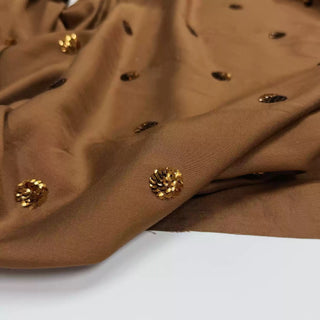 Italian Fashion Designer Polka Dot Brown Non-Stretch Sequin Tencel™ / Lyocell Cotton Blended Plain Woven DS06660