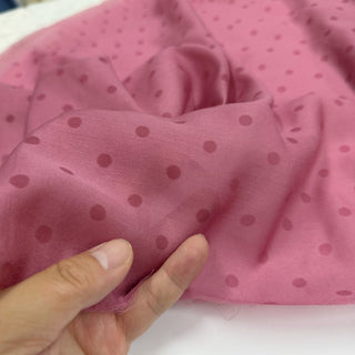 Japanese Fashion Designer Polka Dot Pink Non-Stretch Tencel™ / Lyocell Cotton Blended Plain Woven DS06662