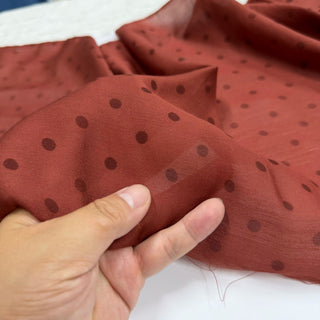Japanese Fashion Designer Polka Dot Red Non-Stretch Tencel™ / Lyocell Cotton Blended Plain Woven DS06663