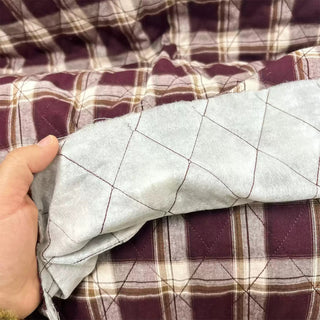 Japanese Designer Plaid Red Non-Stretch Padded Cotton Quilted Fabric DS06665