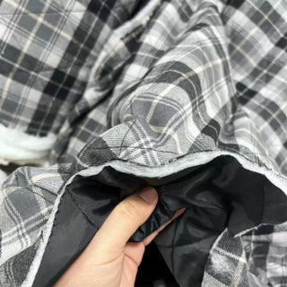 Japanese Designer Plaid Gray Non-Stretch Padded Cotton Quilted Fabric DS06666