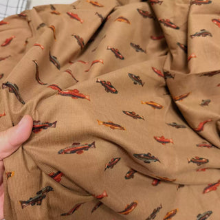 Korean Designer Conversational Brown Stretch Cotton Elastane Blended Corduroy DS06670