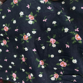 Korean Designer Floral Blue Non-Stretch Cotton Corduroy DS06671